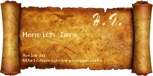Henrich Imre névjegykártya